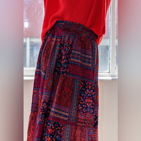 ODDI Full Size Printed Tiered Maxi Skirt - Picture 4 of 7